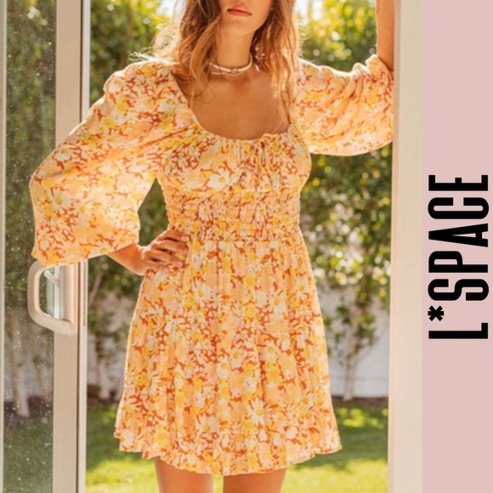 LSPACE floral dress mini spring summer babydoll - Picture 4 of 11